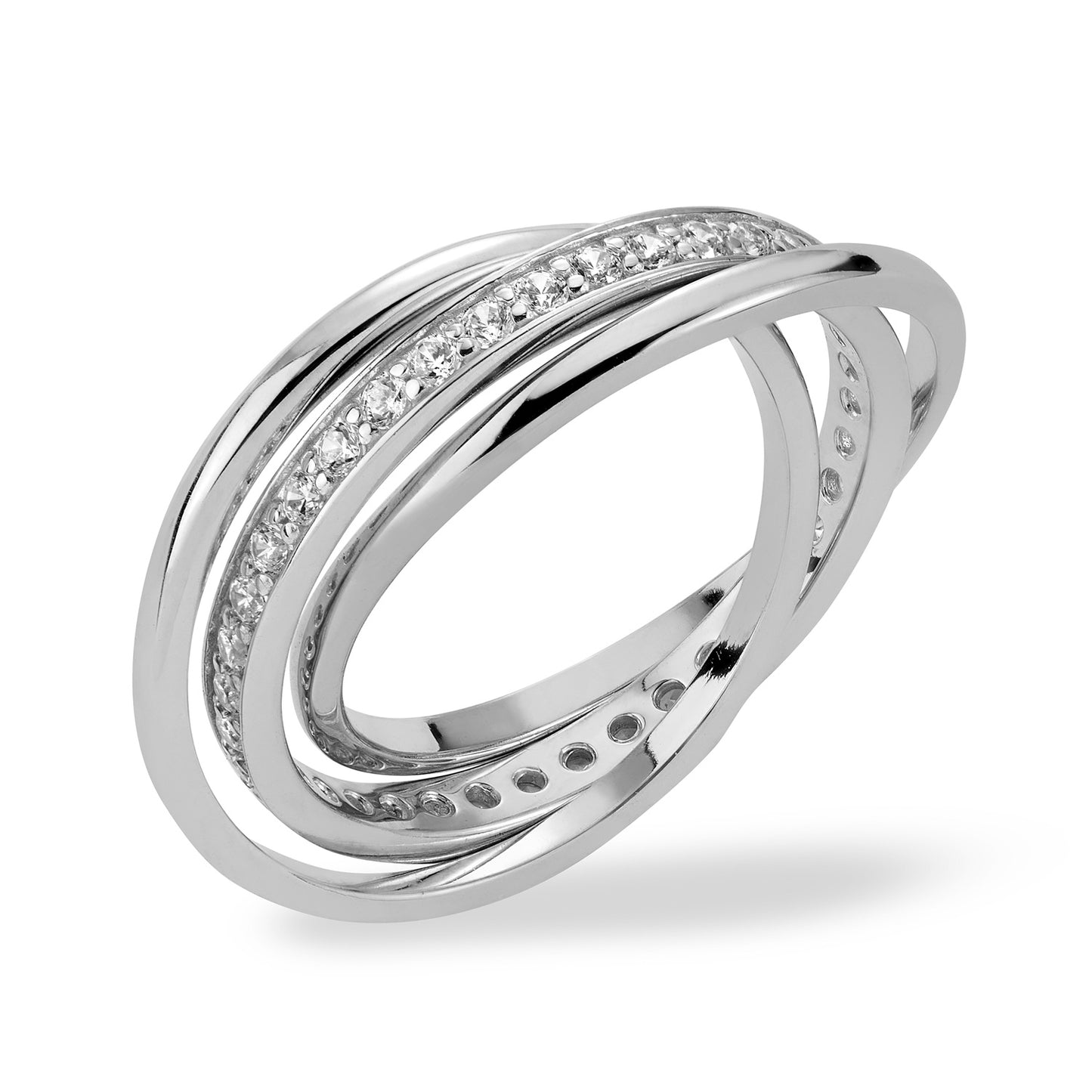 Drie wikkelringen met Zirkonia Sterling Zilver 925/000&nbsp;