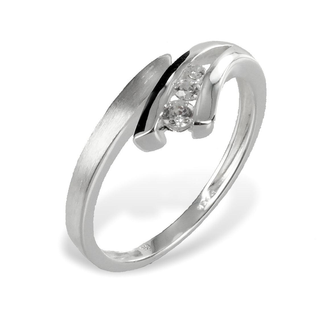 Damersring met 3 Zirkonia Sterling Zilver 925/000