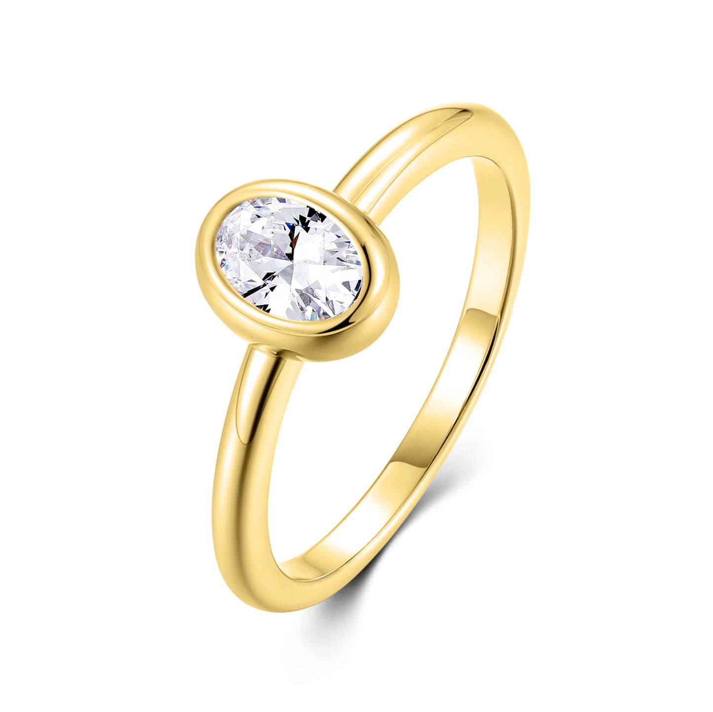 Bague pour femme avec zircone en argent sterling 925/000 plaqué or