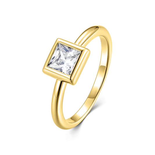 Bague pour femme avec zircone en argent sterling 925/000 plaqué or