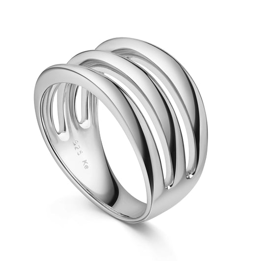 Bague femme 3 rangs brillants largeur 11 mm Argent 925/000