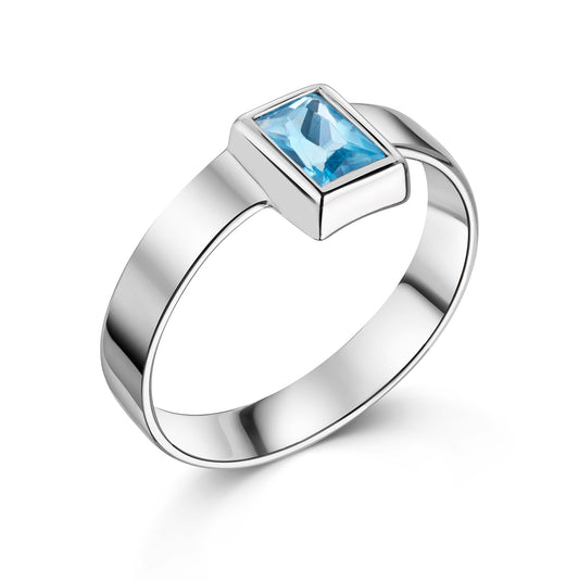Bague pour femme avec cristal bleu clair en argent sterling 925/000