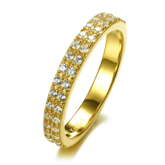 Damesring met 34 Zirkonia Sterling Zilver 925/000 goud verguld