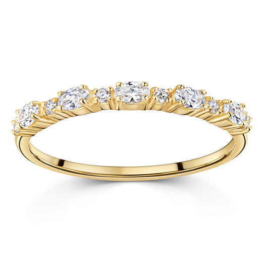 Damesring met 11 Zirkonia Sterling Zilver 925/000 goud verguld