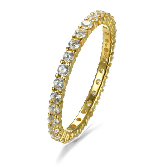 Memory ring met Zirkonia Sterling Zilver 925/000 goud verguld