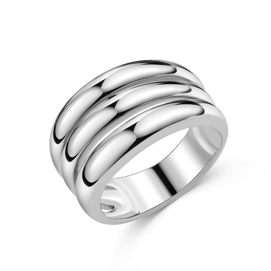 Bague femme 3 rangs brillants largeur 12,5 mm Argent 925/000