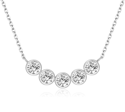 Collier avec 5 zircones en argent sterling 925/000