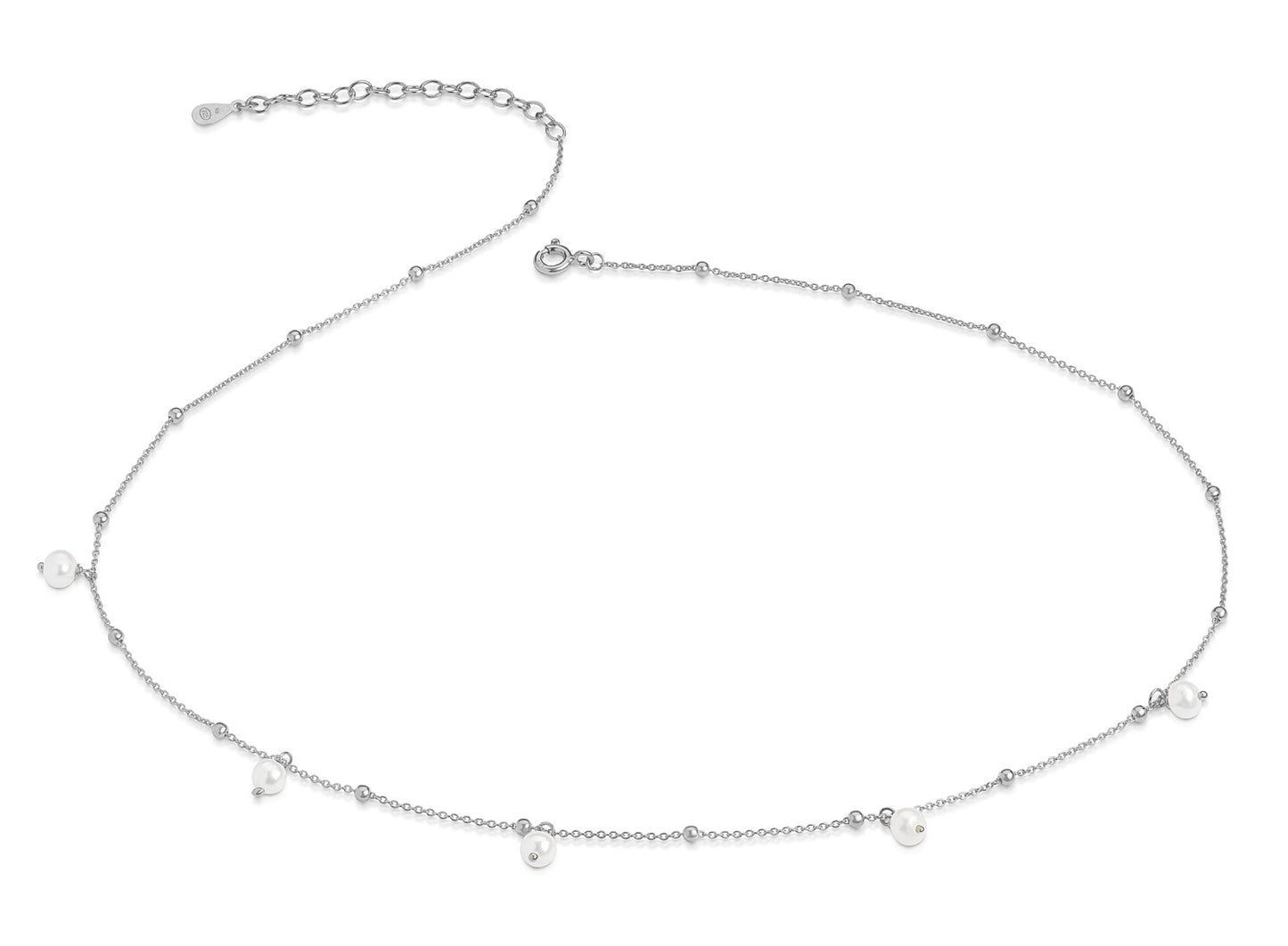 (8304) Halsketting met 5 Zoetwaterparels 4-4,5 mm Zilver