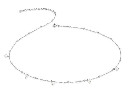 (8304) Halsketting met 5 Zoetwaterparels 4-4,5 mm Zilver