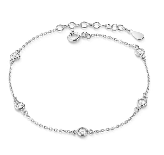 Bracelet avec cinq zircons en argent sterling 925/000