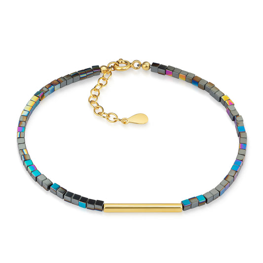 Bracelet Hématite avec intercalaire plaqué or Argent 925/000