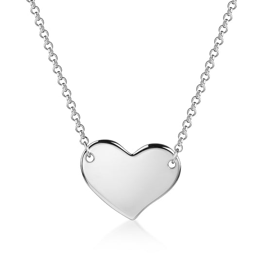 (8325) Halsketting met glanzende Hart 42 cm + 3cm Zilver