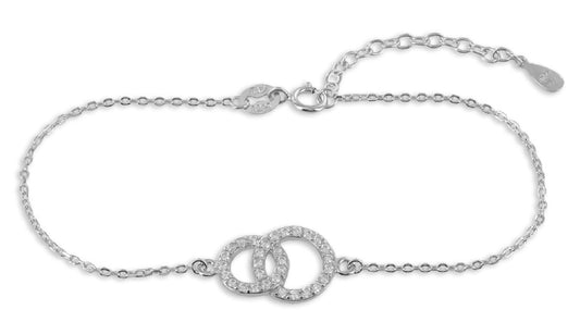 Bracelet Double Cercle avec 31 Zircones en Argent Sterling Argent 925/000