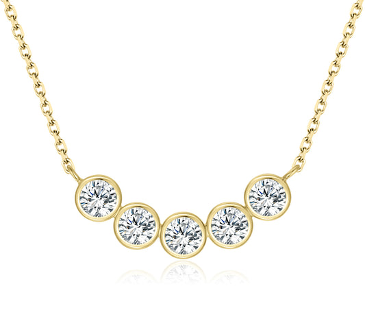 Collier avec 5 zircones en argent sterling 925/000 plaqué or