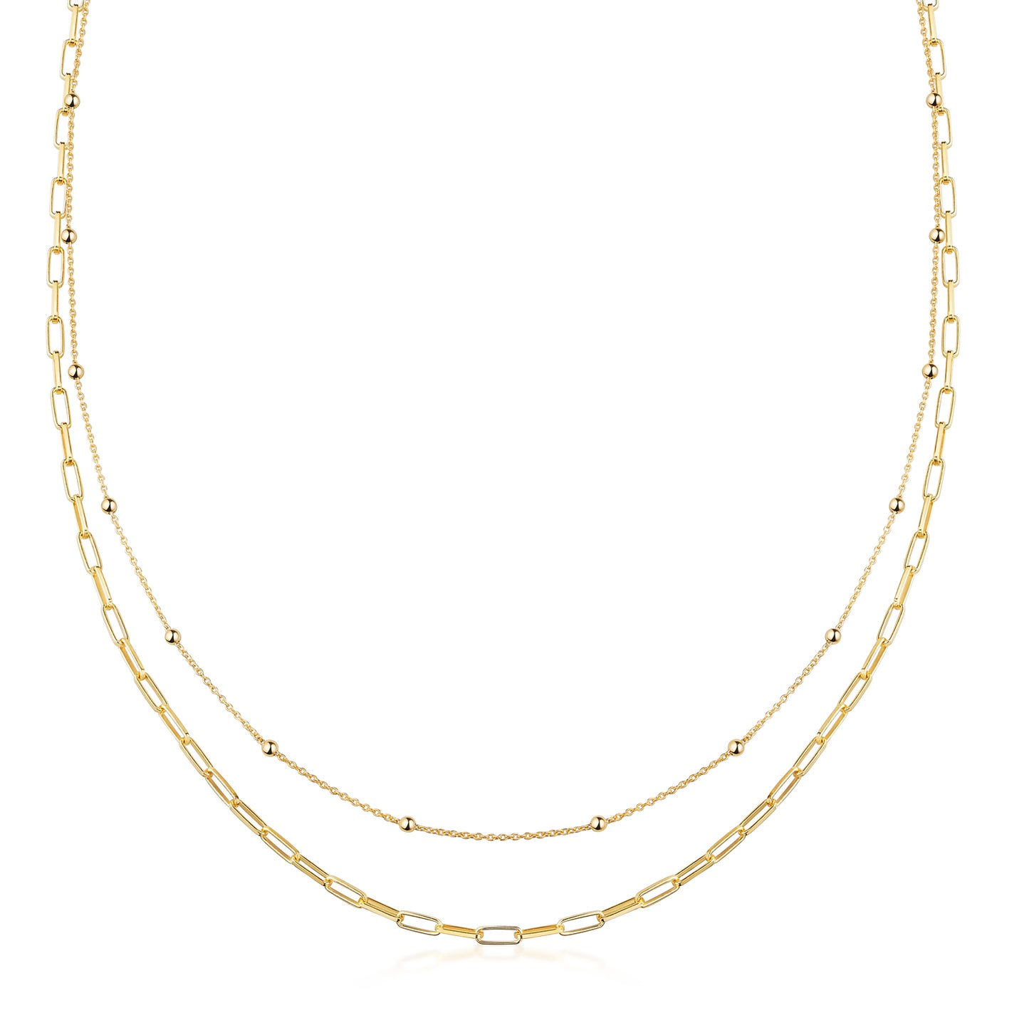 Collier avec 2 couches en argent sterling 925/000 plaqué or