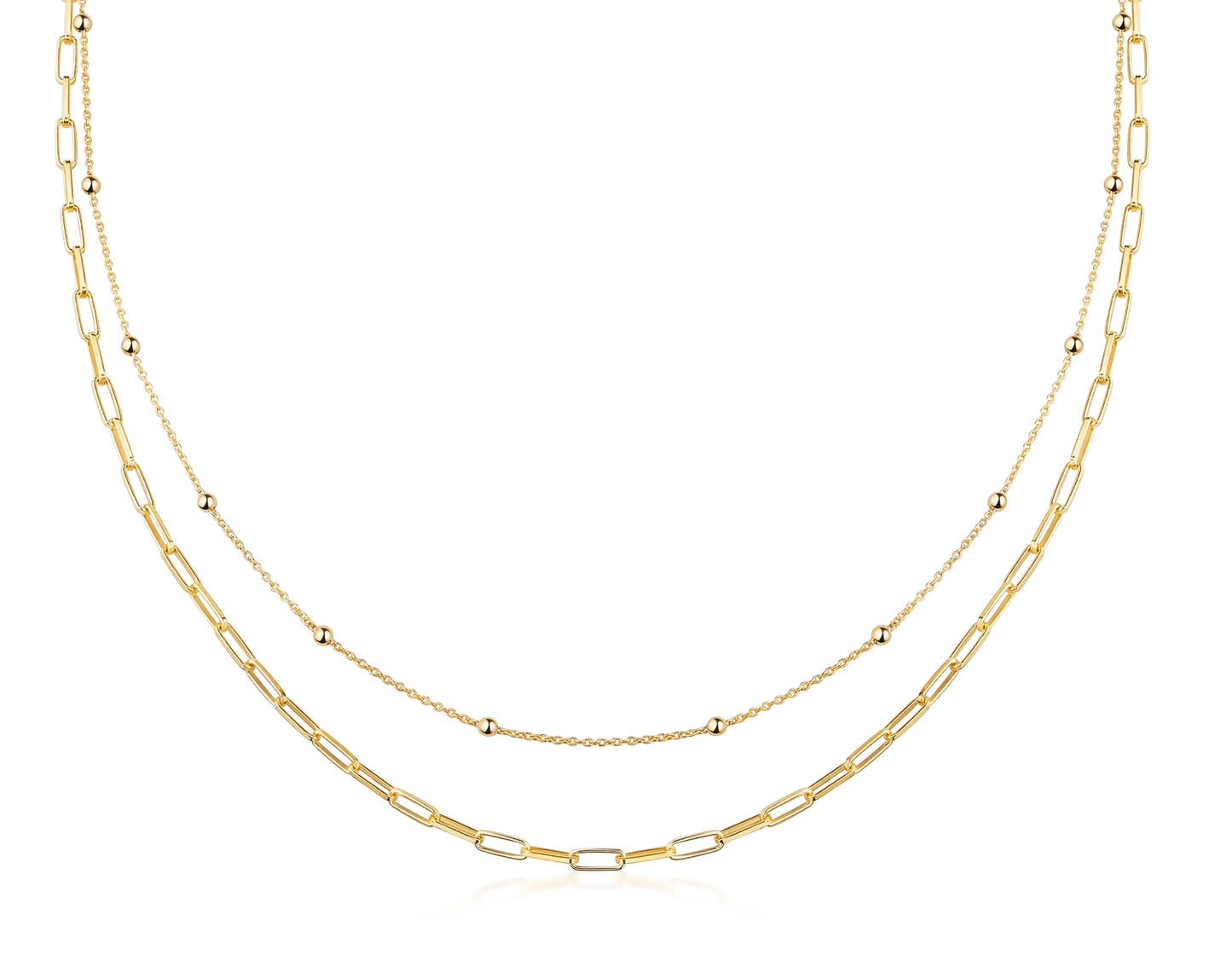 Collier avec 2 couches en argent sterling 925/000 plaqué or
