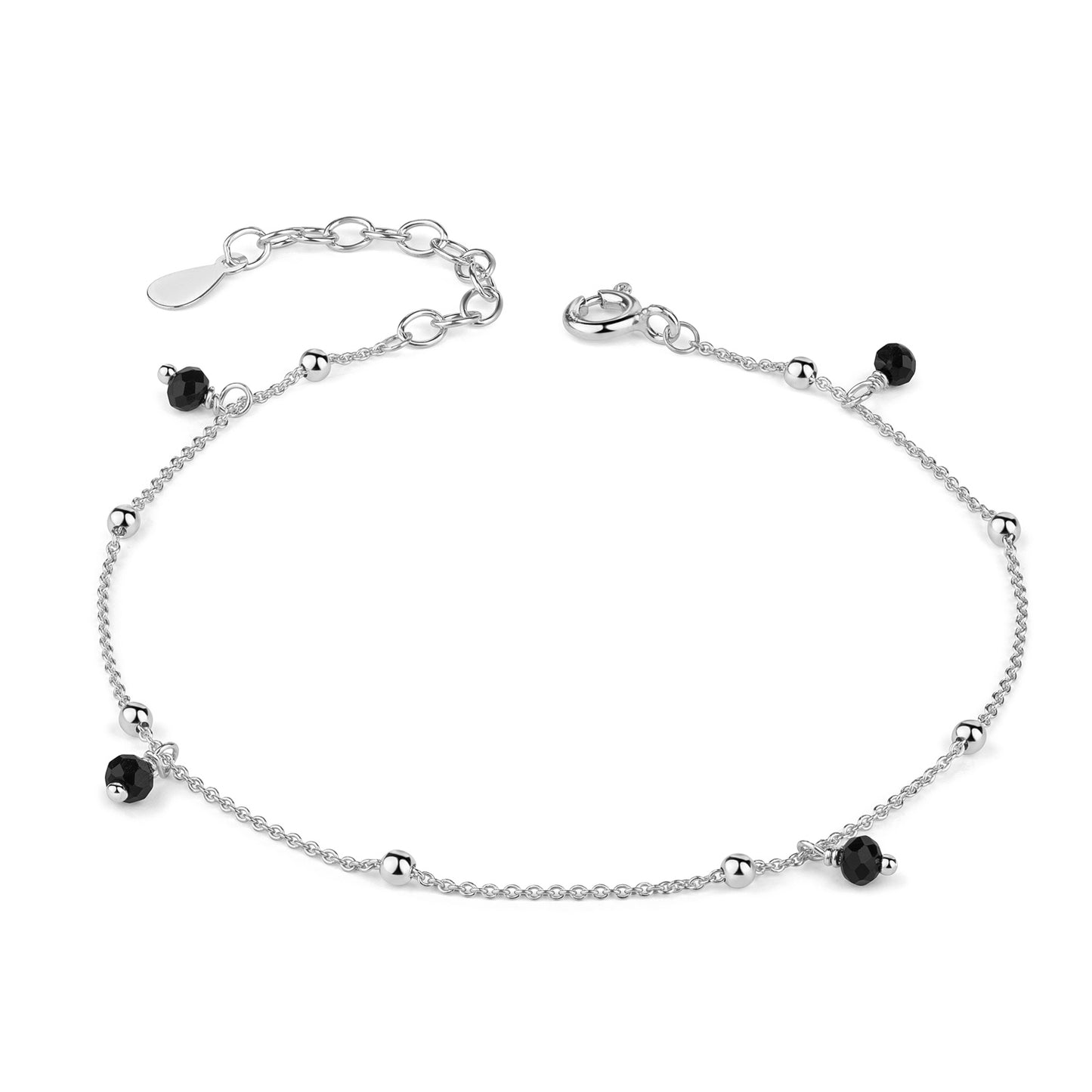 (8424) Armband Vier gefacetteerde zwarte parels  Sterling Zilver 925/000