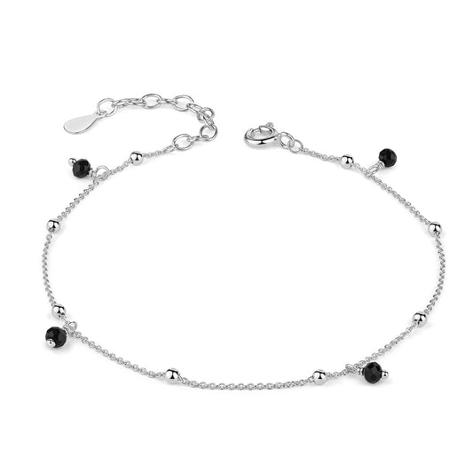 Bracelet 4 perles noires facettées Argent 925/000