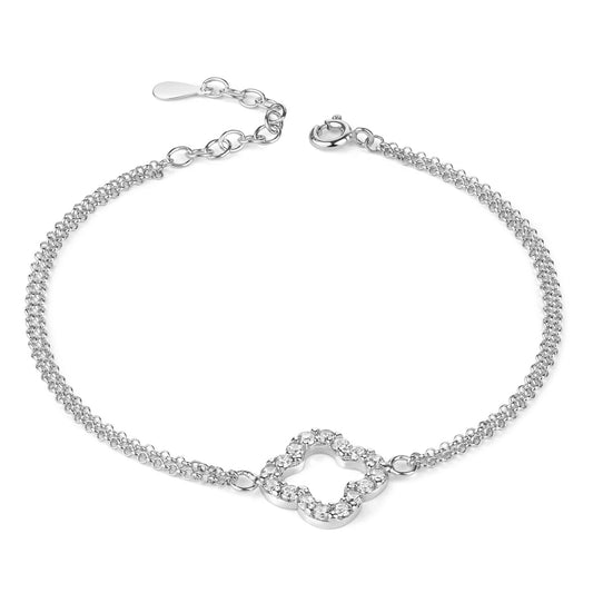 Armband met klaver 16 Zirkonia Sterling Zilver 925/000
