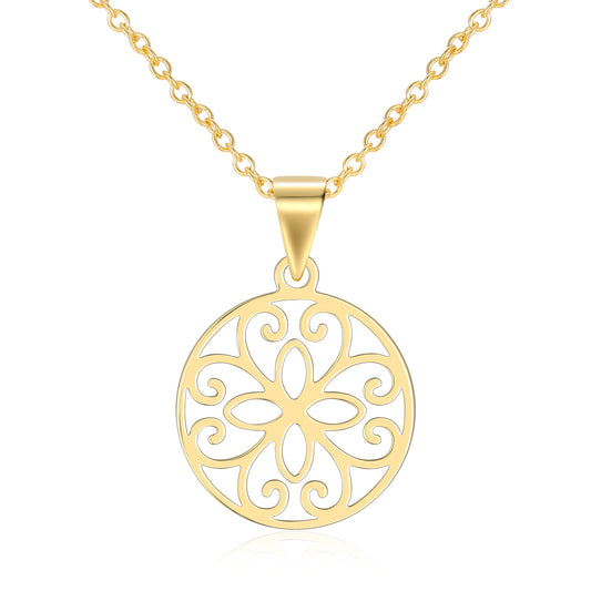Collier avec Pendentif 'Fleur de lys' Ø 14 mm Argent 925/000 plaqué or
