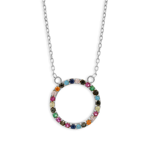 (8513) Collier avec 26 zirconias multicolores en argent sterling 925/000