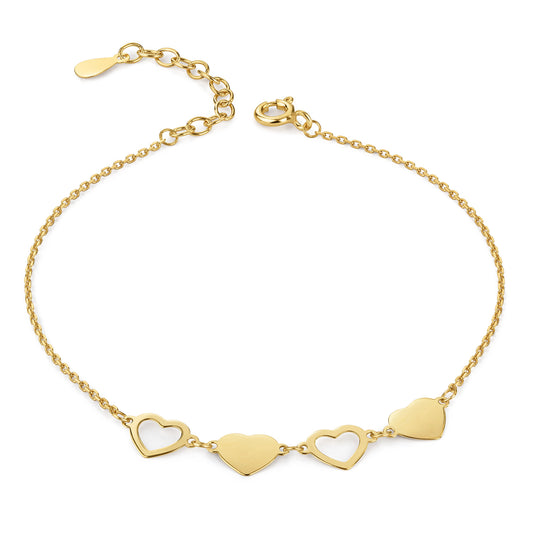 Bracelet coeurs en argent sterling 925/000 plaqué or