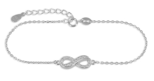 Bracelet Infini avec 20 Zircones en Argent Sterling 925/000
