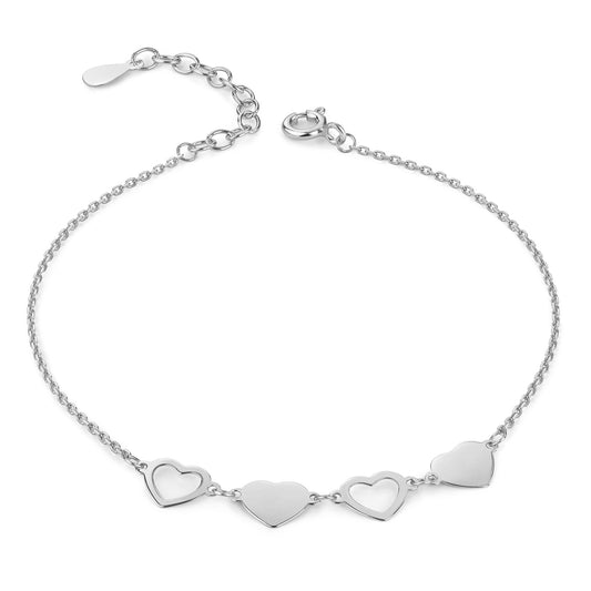 Bracelet coeurs en argent sterling 925/000