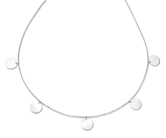 Collier avec 5 plaques 10mm Argent Massif 925/000