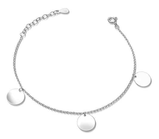 Bracelet 3 plaques 10 mm en argent sterling 925/000