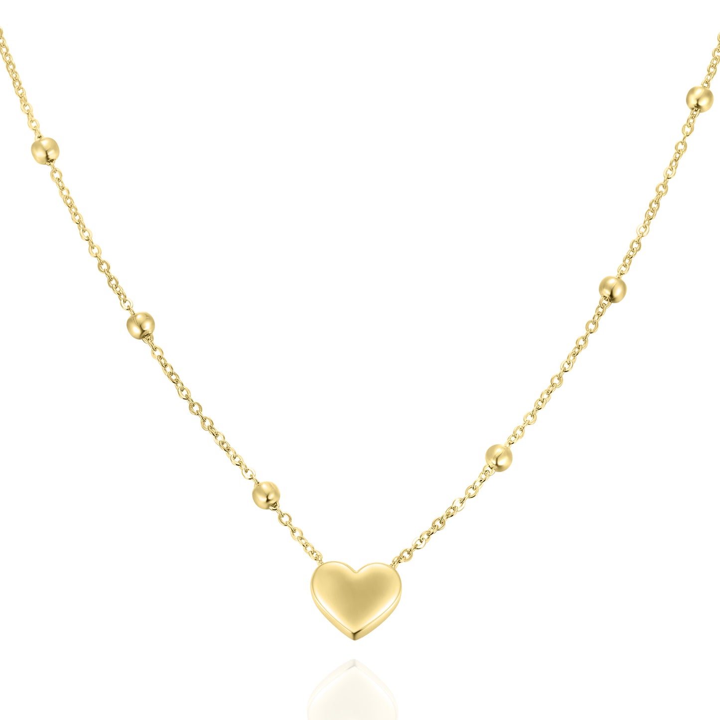 Chaîne a billes avec coeur Argent 925/000 plaqué or