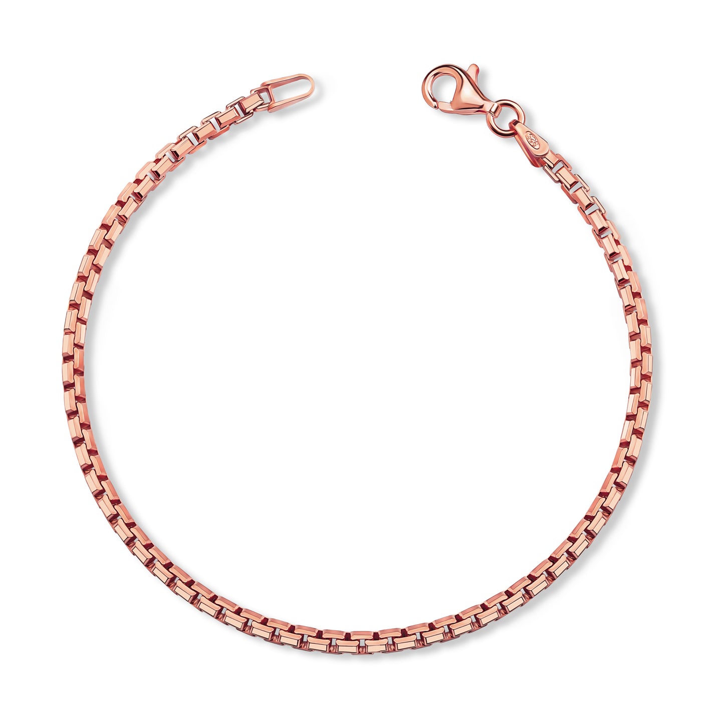 Venetiaanse Armband 2,5 mm breed Sterling Zilver 925/000 Rosé verguld