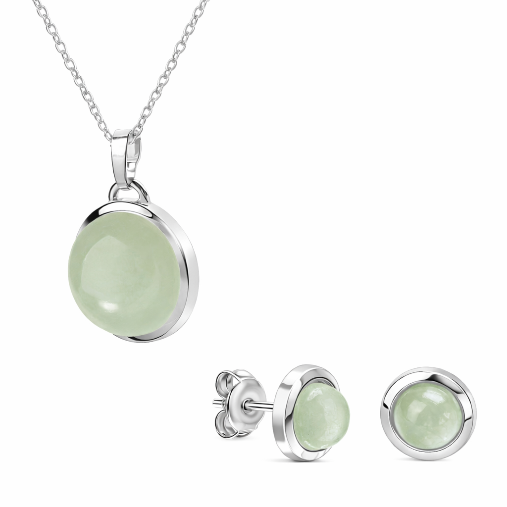 (4267) Boucles d'oreilles en argent sterling 925/1000 avec aventurine et calcédoine verte