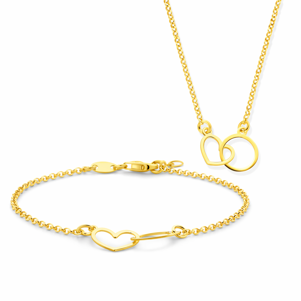 (51406) Collier cœur/cercle en argent sterling 925/000 plaqué or