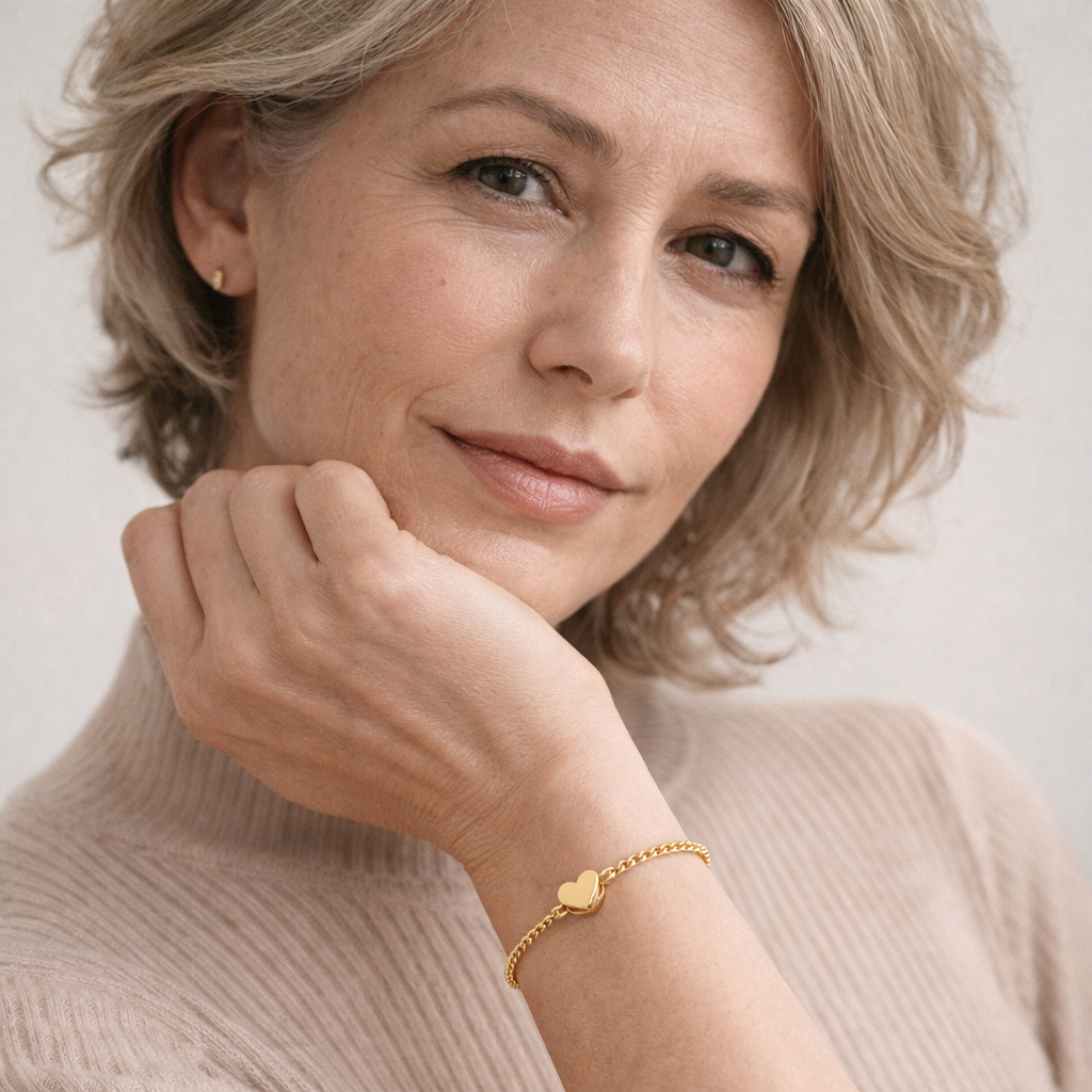 (51410) Bracelet cœur en argent 925/000 plaqué or