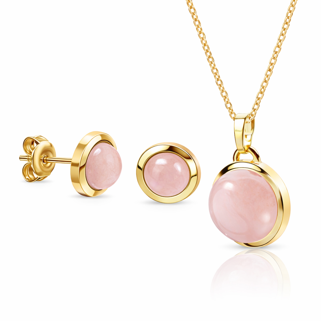 (6569) Collier en argent sterling plaqué or 925/000 avec calcédoine rose