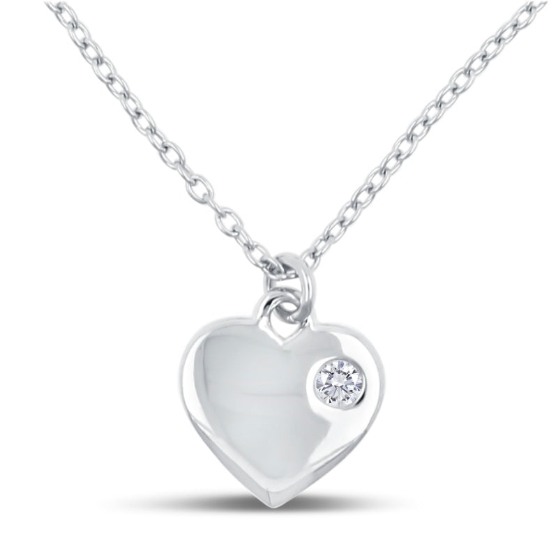 (LB063) Halsketting Hart met Zirkonia Sterling Zilver 925/000