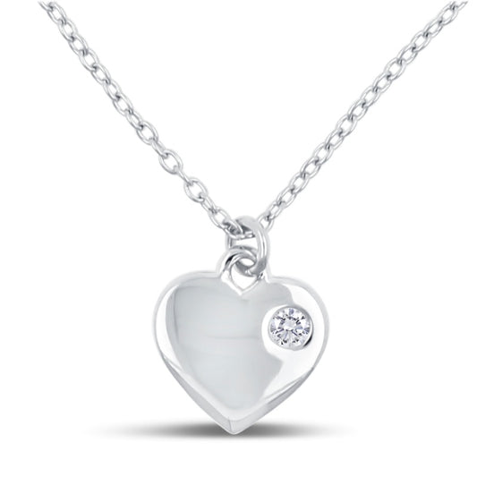 Collier Coeur avec Zircone Argent Massif 925/000