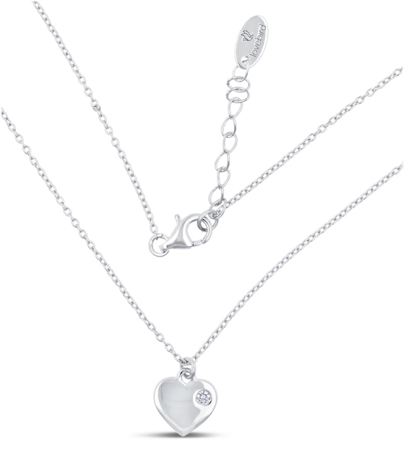 (LB063) Halsketting Hart met Zirkonia Sterling Zilver 925/000